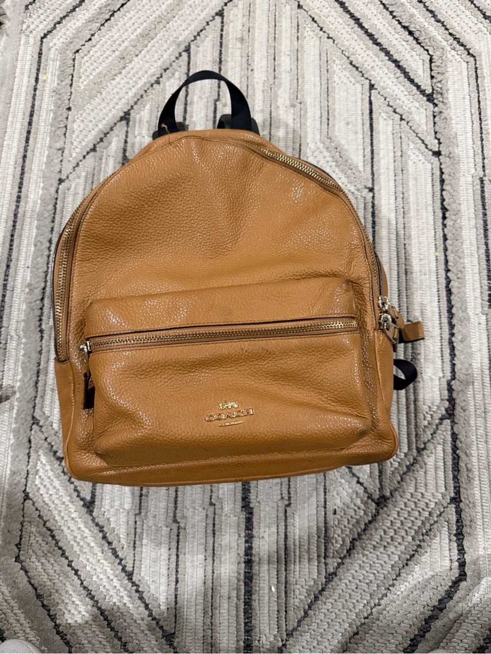Coach Cognac Pebbled Leather Backpack